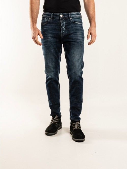 0021 Süper Slim Fit Lacivert Yıkamalı Rahat Denim Erkek Jeans