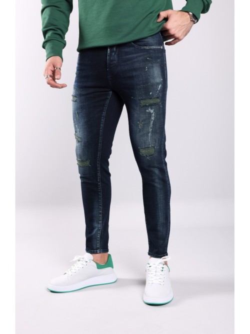 0020 Süper Slim Fit Siyah Yırtıklı Rahat Denim Erkek Jeans