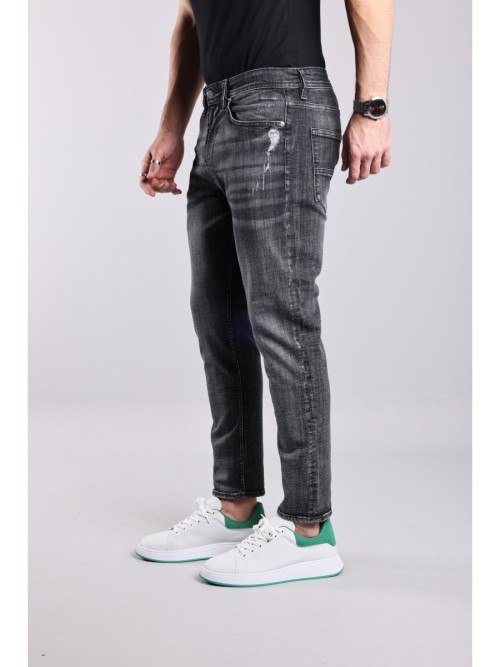314 Boyfriend Siyah Yırtıklı Rahat Denim Erkek Jeans