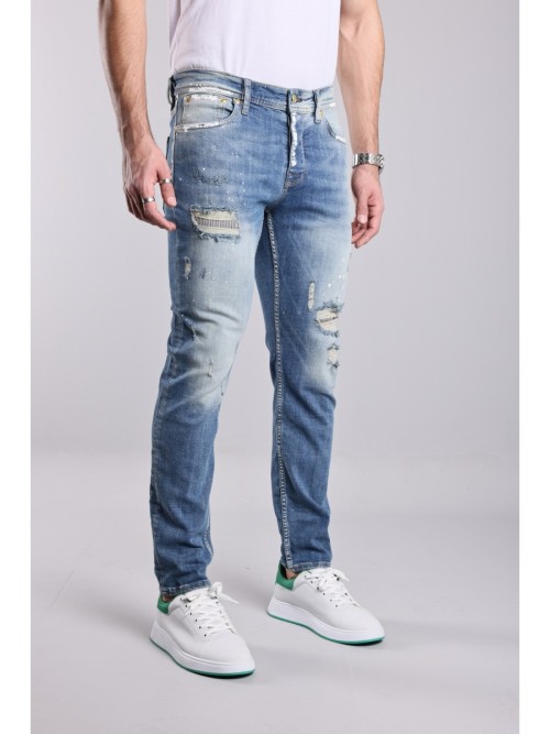 333 Slim Fit Boyalı Yırtıklı Rahat Denim Erkek Jeans