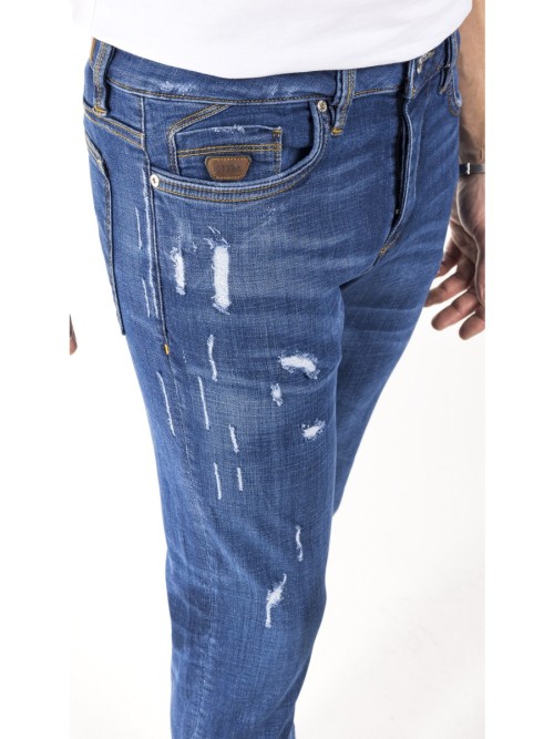 1099 Slim Fit Mavi Yıkamalı Rahat Denim Erkek Jeans