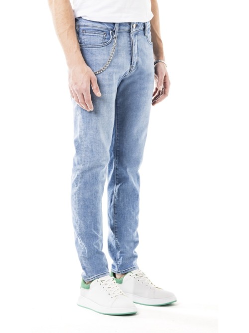 1099 Slim Fit Açık Mavi Yıkamalı Rahat Denim Erkek Jeans