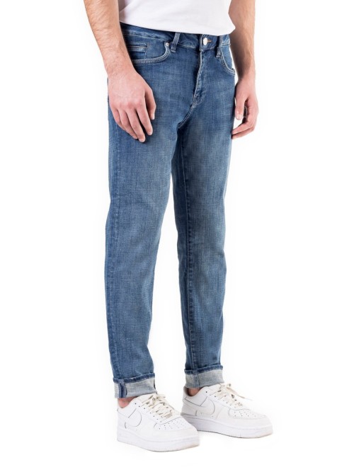 1099 Slim Fit Mavi Yıkamalı Rahat Denim Erkek Jeans